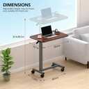 WOTURE Adjustable Overbed Table with Wheels, Pneumatic Height Adjustment, Ideal for Hospital Use or At Home as Bed Tray, Standing Desk, Bedridden & Mobility Needs, Walnut