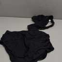 CUPSHE Women Swimsuit Plus Size Bikini Set Three Piece High Waisted Sheer Mesh Top Halter Ruched Bottom (Black)