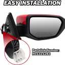Passenger Side Mirror Compatible With 2016 2017 2018 2019 2020 2021 Honda Civic Coupe Sedan Hatchback,Mirror with Power Glass,Non-Heated,Manual Folding(Red), Right-3pins