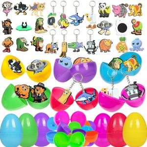 24PCS Filled Easter Eggs with Funny Mini Character Figures, Italian Brainrot Style Collectible Set, Novelty Surprise Capsules for Party Decor and Seasonal Events