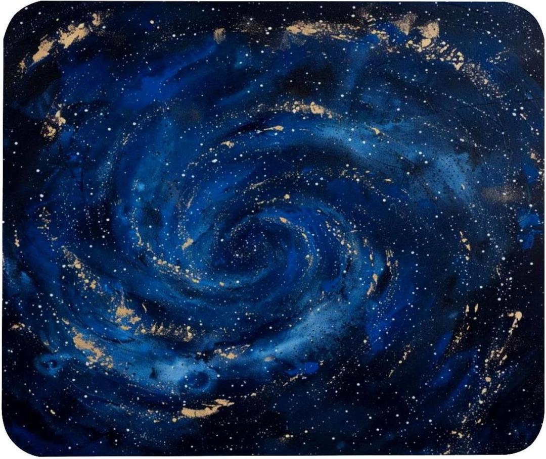 Small Mouse Pad Blue Starry Space Spiral Desk Pad, Comfortable Mouse Mat with Non-Slip Rubber Base, 8.3" x 9.8" Mousepad for Computer, Laptop, Game, Office & Home