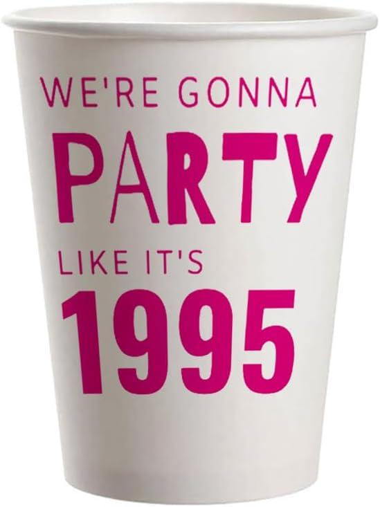 SharkBliss 1995 30th Birthday Party Cups, 20 Pack 9oz Pink We're Gonna Party Like It's 1995 30th Birthday Disposable Paper Cups for His Her Thirty 30th Birthday (Gonna 1995)