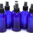 Set of 4 Vivaplex 6 pieces, Cobalt Blue, 4 oz Glass Bottles, with Black Fine Mist Sprayer