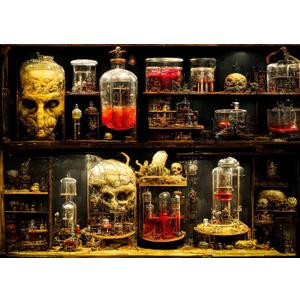 7x5FT Horror Lab Halloween Backdrop Frankenstein Ghost Skeletons Magic Witches Apothecary Authentic Lab Specimen for Halloween Party Birthday Baby Shower Party Supplies Decorations Backdrop
