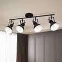 HiBay Track Lighting Fixtures Ceiling, Adjustable 4-Light Ceiling Spot Light, Industrial LED Track Lights Black Spotlight Indoor for Kitchen, Dining Room, Bedroom, E26 Base (Bulb Not Included)