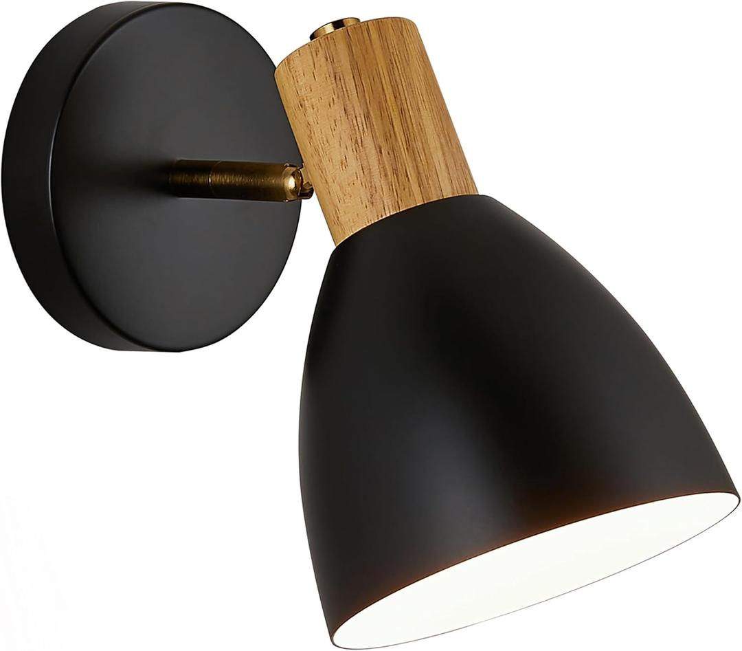 Wall Sconces Lighting Fixture, Adjustable Bedside Wall lamp for Industrial Bedroom, Bathroom Sink Lighting for Bedroom Hallway (Black Hard-Wired, 1)