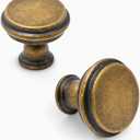 Asidrama 10 Pack Brushed Antique Brass Kitchen Cabinet Knobs Cabinet Hardware Zinc Knobs for Dresser Drawers (Single Hole Knob)