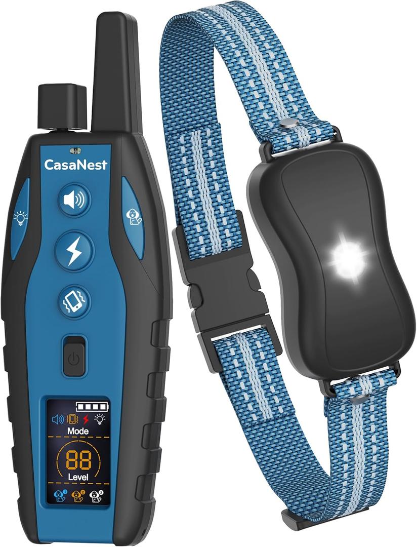 Dog Shock Collar with Remote Control - 3300Ft Dog Training Collar for Dogs 60-100lbs Waterproof, Adjustable E Collar Beep Shock Vibration Modes with Flash Light for Small Medium Large Dogs