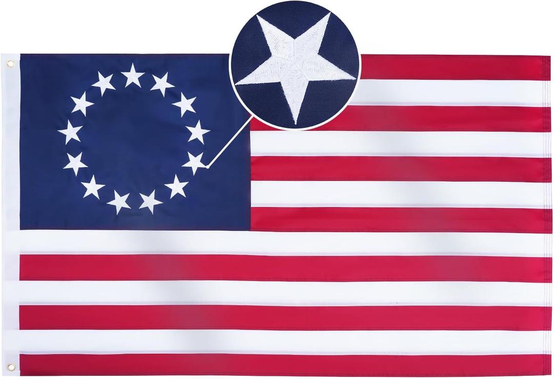 Homissor Betsy Ross Flag 3x5 Feet Embroidered 13 Star American Flags Heavy Duty Outdoor Colonies Banner for Outside