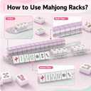 18.5 Inch Mahjong Racks with Pushers - Set of 4 Premium Tile Holders for 1.2" American Mahjong Games, Smooth Sliding for Family Game Nights (Transparent with Glitter)