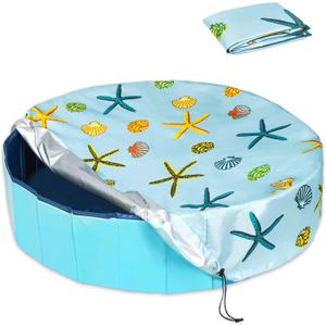 Foldable Round Dog Swimming Pool Cover, for 32 "/63/48 Collapsible Outdoor Tub, PVC Coating Waterproof and UV Protection, Leakproof Washable Kiddie Pet Small Paddling Bath Accessories