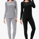URATOT 2 Sets Women’s Thermal Underwear Set Fleece Lined Thermal Underwear Soft Long Top Bottom Set for Women Cold Winter, Size: Medium