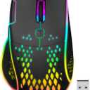 VEGCOO Wireless Gaming Mouse, C30 Silent Click Wireless Rechargeable Gaming Mouse with Double-Click Key and Colorful LED Lights, 3 Level Adjustable DPI, 400mah Lithium Battery for Gaming and Working