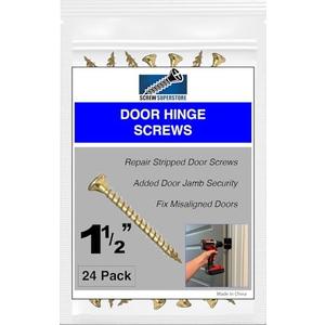 Door Hinge Screws Extra Long #9 x 1-1/2" – Polished Brass Finish Wood Screws – Door Security Screws for Sagging Door Repair, Heavy Duty Steel, 24 Pack Pack Of 2