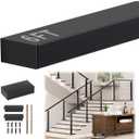 6FT Stainless Steel T304 Handrail Black with POM Connector, Black Rectangular Cable Railing Handrail Flat Deck Top Rail with SS304 End Caps for Indoor Outdoor Deck Stair Cable Railing System