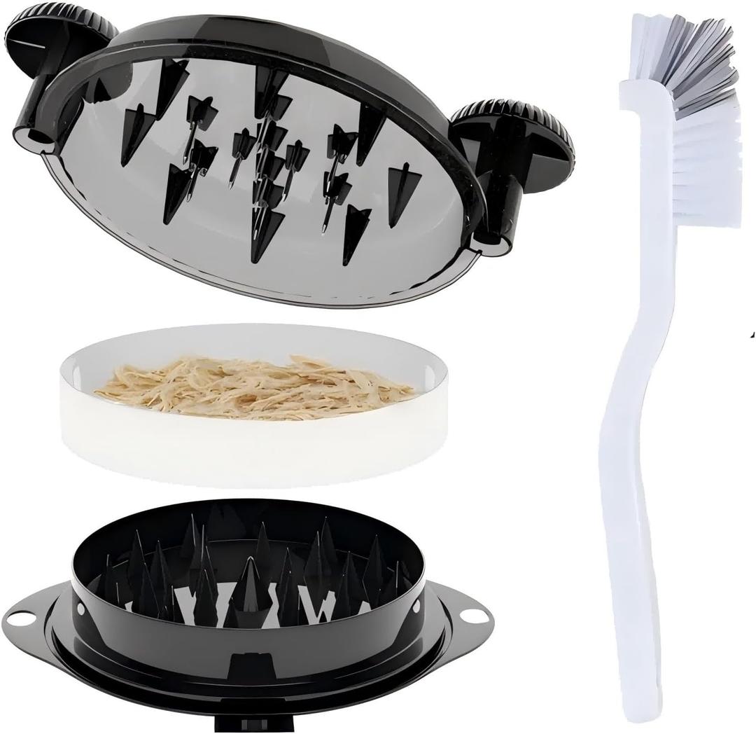 Chicken Shredder Tool Twist Meat Shredder Large-Shredding Tools with Stainless Steel Spikes Chicken Breast, Pulled Pork, Beef Black&Black