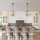 ACNKTZ Small Black and Gold Chandelier for Foyer, 4-Light Geometric Metal Entryway Light Fixture Hanging, Modern Farmhouse Pendant Lighting for Kitchen Island Breakfast Nook Bedroom Stairway Office
