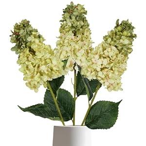 IPOPU Green Hydrangea Artificial Flowers 3 Stems Fake Hydrangeas Silk Flowers Realistic Vintage Faux Hydrangeas for Wedding Bouquets for Bride Baby Shower Centerpieces (Green)