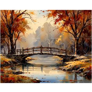 Golden Fall Scene Paint by Numbers Kit for Adults - DIY Landscape Painting on Canvas, Acrylic Paint Set, Suitable for Beginners, Art for Home Decoration or Gifts(16X20IN Framed)