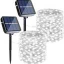 Joomer Solar Fairy Lights, 2-Pack Total 80FT 240LED Solar String Lights Outdoor Waterproof 8 Lighting Modes for Patio Fence Party Garden Yard Home Holiday Tree Outdoor Decoration (White)