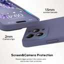 Compatible with iPhone 15 Pro Case, Liquid Silicone Upgraded Camera Protection Case with Screen Protector Soft Microfiber Lining Shockproof Protective Phone Cover 6.1", Lavender Gray