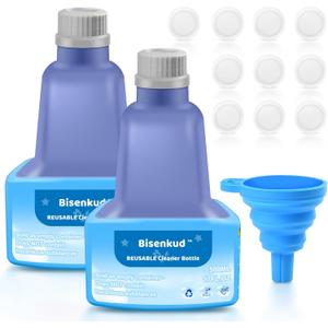Bisenkud 2 Pack Refillable Bottle for Swiffer® Wet Jet™ Mop 500ml /17 FL OZ LeakProof HDPE Solution Bottle, Empty, Not for Power mop