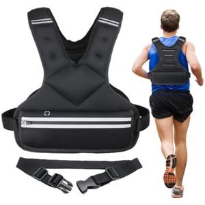 JoyPlus Adjustable Weight Vest,Strength Training Running Vest, Workout Equipment, Sport Exercise, Fitness, Weight Loss for Men 12LB, Women 8LB, Velcro or Buckle (Black 6-12LB)