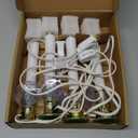 SUNSGNE Electric Window Candle Lamp with Golden Plated Base, Set of 4 Plug in Electric Candle Lights Christmas Window Candles with 7 Watt C26 Clear Light Bulbs, Turn On/Off, Ivory Color Cord