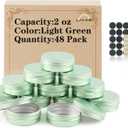 2 oz Tins with Lids for Salve 48 Pack, Aluminum Jars Container Salve Tins Versatile Small Containers, Round 2oz Tin with Lids Metal Tin for Balms, Spices, Salves, Crafts(Pale Green)
