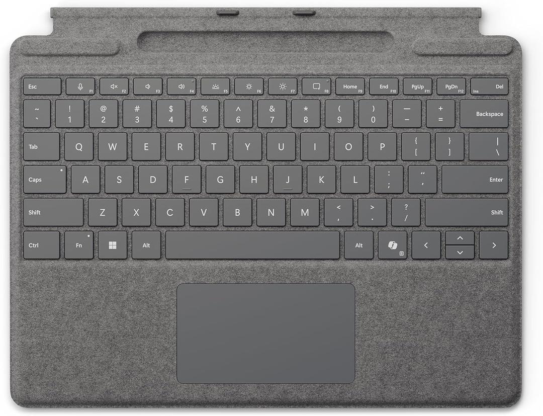 Microsoft Surface Pro Keyboard for Surface Pro Copilot+ (11th Edition), Pro 9 and 8 with Pen Storage, Alcantara Material, Platinum
