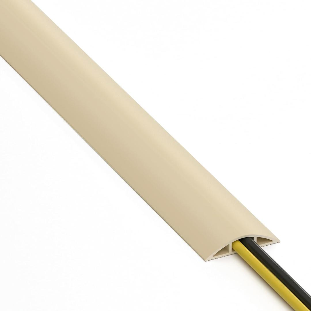 ZhiYo 6ft Cord Hider Floor, Soft PVC Cord Covers for Wires on Floor, Wire Cover to Hide Extension Cords, Cable Cover Protect Cords & Prevent Trips, Cable Cavity: W0.6in x H0.32in, Ivory