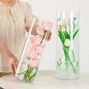 Liotww Extra Large Acrylic Cylinder Clear Vase for Floor, 20 in Tall Big Wide Mouth Plastic Unbreakable Hurricane Flower Vases of 3 for Home Decor (D 8", D 6", D 4.8" + 2 Holder)