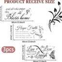 3 Sheets Motivational Wall Decor, Bless This Home Wall Decor, Inspirational Decals, Live,Love,Laugh, Bible Verses Wall Sticker Decorations for Living Room Family