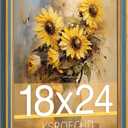 18x24 Picture Frame, HD Real Glass Ornate Vintage 18x24 Photo Frame, 18 by 24 Poster Frame with Gold Blue Texture Border Horizontal & Vertical Display for Tabletop or Wall Decor (1 Pack)