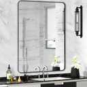Black Metal Framed Bathroom Mirror for Wall, Large Brushed Matte Black Rounded Corner Rectangular Bathroom Vanity Mirror, Anti-Rust, Tempered Glass (28" x 36", Black)
