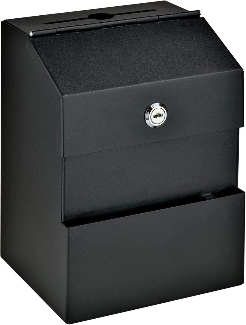 Mail Boss Locking Steel Suggestion Box Key Drop Box, Black