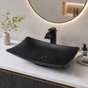 Stone Resin Black Bathroom Vessel Sink, 24×14 Inch Rectangle, 22x14 inches