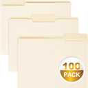 100 Packs Manila File Folder,Manila Folder 9.5x11.5/8 Cut Tabs Folder for Office,School and Home,Organizer File Folder Letter Size