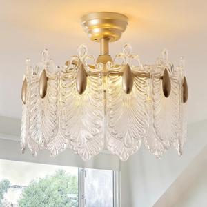 20 Inch Gold Crystal Fandelier Ceiling Fan with Light, Mid Century Gold Fandelier Ceiling Fans with Lights Remote Control, French Country Chandelier with 6 Speeds for Bedroom, Nursery, Living Room