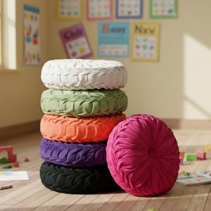 6 Pcs 15" Round Velvet Floor Cushions for Kids,Black and White Color
Boho Pillows for Couch Sofa, 15x15 Flexible Floor Cushions Classroom, Velvet Throw Pillows, Elegant Cushion for Room Decor