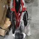 Medline Lightweight Foldable Transport Wheelchair with Handbrakes and 12-Inch Wheels, Red Frame, Black Upholstery