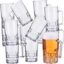 Mifoci 12 Pcs 26 oz Plastic Beer Mugs with Handles Plastic Clear Cup Drinkware Steins Bulk Reusable Acrylic Beer Drinking Cups with Handle for Drinking Restaurant Bar Home