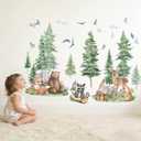 Woodland Animal Wall Stickers for Baby: Peel and Stick Removable Vinyl Wall Decals for Kids Room Nursery and Bedroom