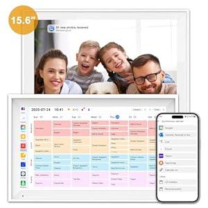 Digital Calendar, 15.6 inch Electronic Picture Frame 1920×1080 FHD Smart Touchscreen electric calendar with Chore Chart & Meal Planner, Wall-Mountable (64GB)
