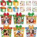 24 PCS Christmas Picture Frame Ornaments Paper DIY Photo Frame Craft Set Hanging Decorations For Christmas Tree Decor (Gift Box)