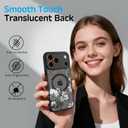 for iPhone 17 Pro Case, Black Floral Flower Pattern Case [Compatible with MagSafe] [Translucent Matte] Cute Slim Shockproof Protective Women Girls iPhone Case, White Flower