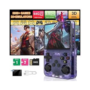 R36S Retro Handheld Game Console, 64GB Builtin Games, Save & Load Function, 3.5" IPS Screen, Portable Emulator Gaming Console for Travel, Adults & Nostalgic Players (Purple R36s 3.5")