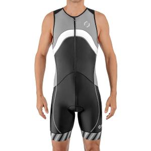 SLS3 Triathlon Suits Mens - Premium Trisuit Triathlon Men - Sleeveless, Quick Drying Tri Kit with Large Back Pocket, Size L (Grey Wave)