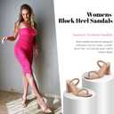 Athlefit Women's Square Open Toe Two Strap Heeled Sandals Slip On Block Chunky Heels Sandals, Size 10