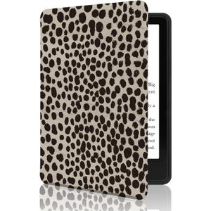 MOROCK Slim Case for Kindle Paperwhite 11th Generation(2021 Release,Model NO.M2L3EK), Fits 6.8" Amazon Kindle Paperwhite Signature Edition, Lightweight PU Leather Cover, Khaki Leopard Print
